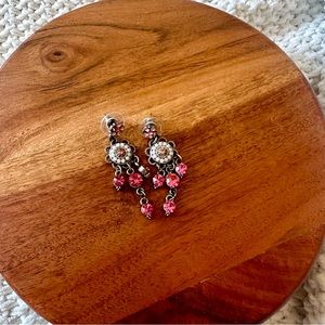 Pink Rhinestone dangle earrings missing tiny stone